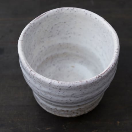 ◆◇陶器 萩焼 輪花◆◇　白萩湯呑（木箱入）　中村國輔 作