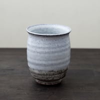 ◆◇陶器 萩焼 輪花◆◇　湯呑（木箱入）　白景山 作
