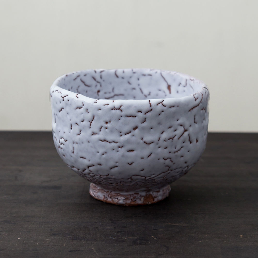 陶器 萩焼 輪花 白萩野点 抹茶碗(木箱入） 中村国輔 作 | 陶器