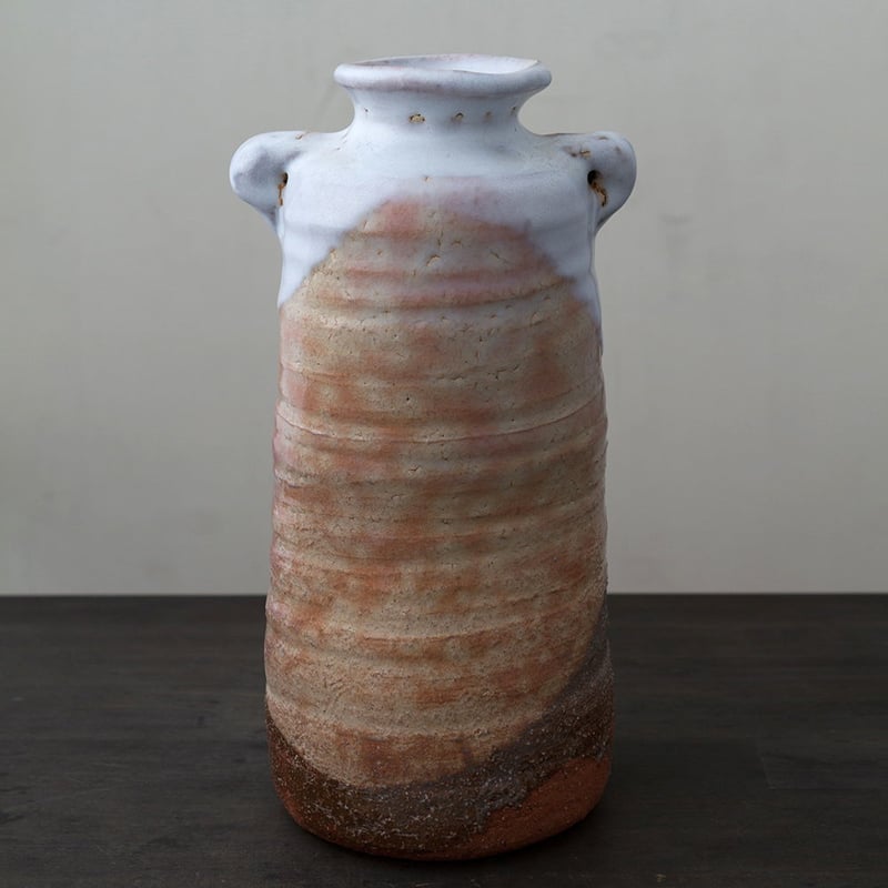 陶器 萩焼 輪花 耳付花瓶(木箱入) 林紅陽 作 | 陶器 和食器 萩焼 陶器 萩焼 輪花 耳付花瓶(木箱入) 林紅陽 作 | 陶器 和食器 萩焼