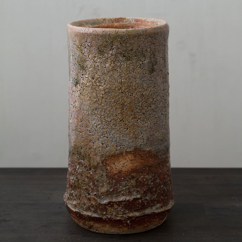 陶器 萩焼 輪花 鬼萩筒花入(木箱入) 黒田岳作 | 陶器 和食器 萩焼のお