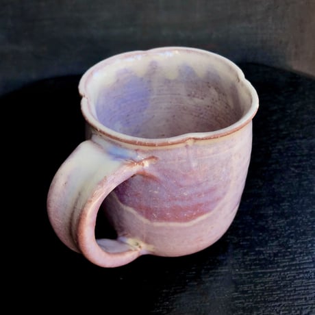 陶器 萩焼 和食器 作家 和モダン カフェ コーヒー マグカップ　紫 C11新