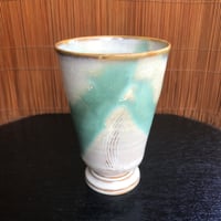 陶器 萩焼 和食器 作家 和モダン カフェ フリーカップ ワイングラス 和グラス マーブル 緑 小田光治