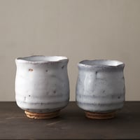 凌雲窯　小久保凌雲 作　萩焼　茶碗 ◇◇陶器 萩焼 輪花◇◇ 登り窯焼成 組湯呑（木箱入）小久保凌雲