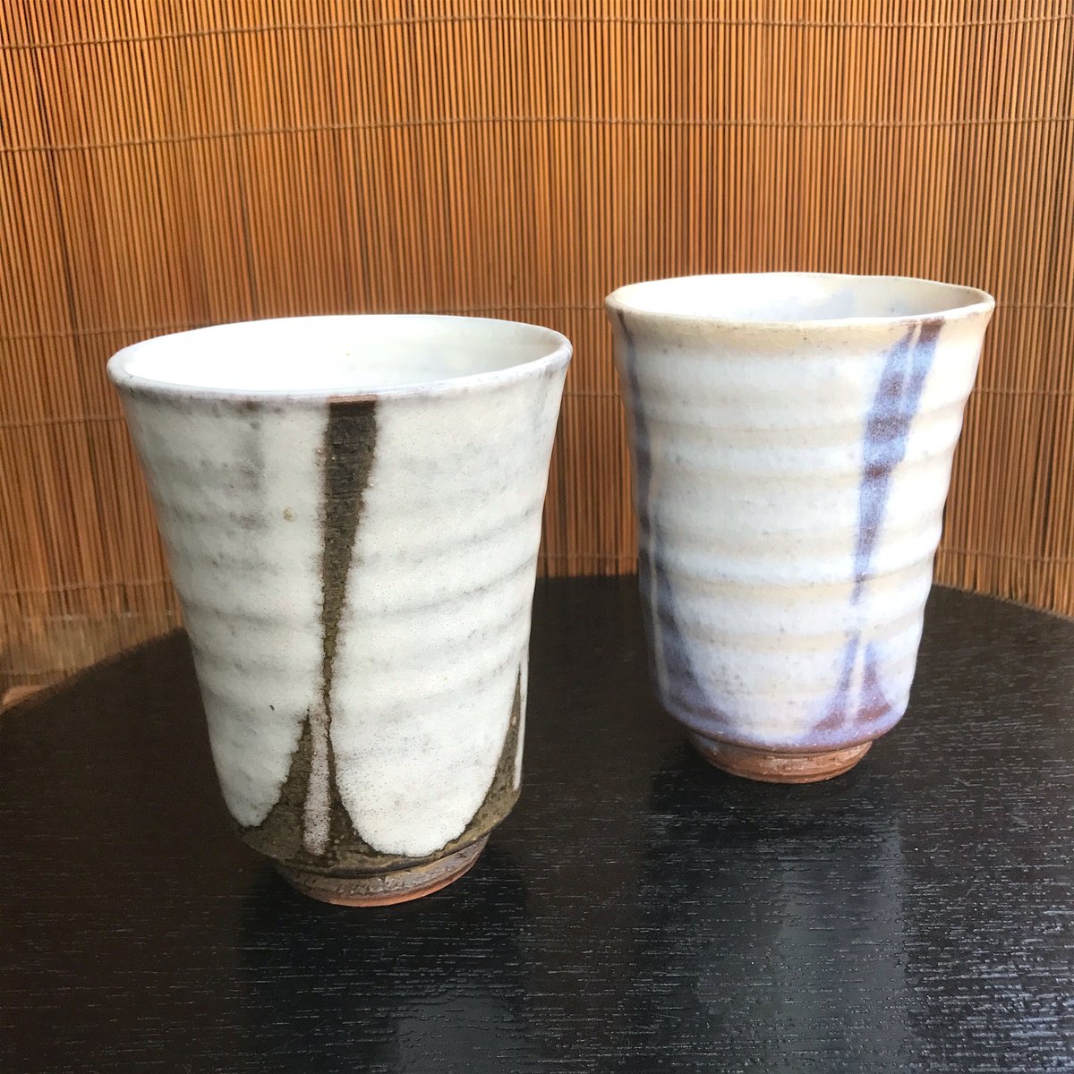 ◇◇陶器 萩焼 輪花◇◇ 和モダン ビアグラス フリーカップ 和グラス 