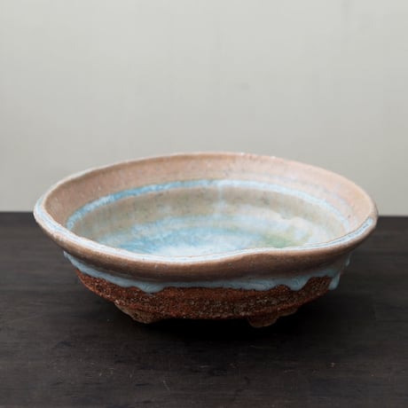 ◇◆陶器 萩焼 輪花◇◆　鬼萩大鉢(木箱入）　黒田岳