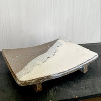 陶器 萩焼 輪花 登り窯焼成 鬼萩銘々皿 五枚揃(木箱入） 小久保凌雲 作