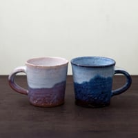 ◆◇陶器 萩焼 輪花◆◇　ペアコーヒー マグカップ　（木箱入）　河野聡 作
