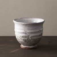 ◆◇陶器 萩焼 輪花◆◇　白萩湯呑茶碗　中村國輔