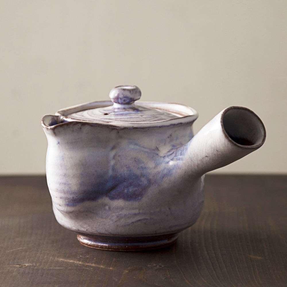 ◇◇陶器 萩焼 輪花◇◇ 番茶器セット(木箱入) 白景山 作 ◇◇陶器 萩焼 輪花◇◇ 番茶器セット(木箱入) 白景山 作