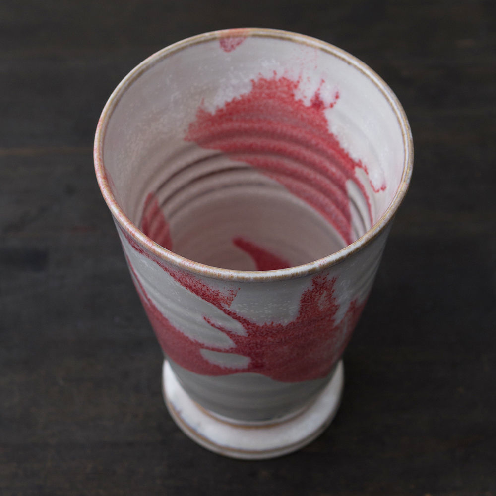 ◇◇陶器 萩焼 輪花◇◇ 和グラス（赤） 小田光治 | 陶器 和食器 萩焼