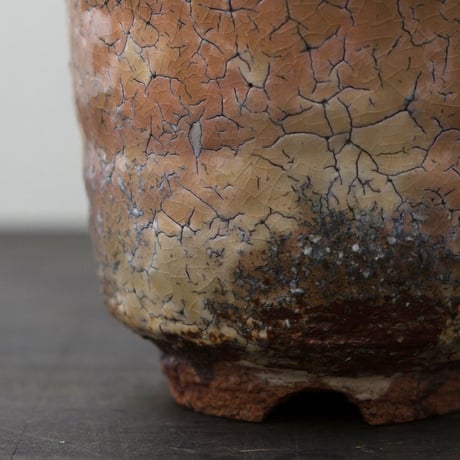 ◆◇陶器 萩焼 輪花◆◇ 鬼萩湯呑茶碗（木箱入）黒田岳 作