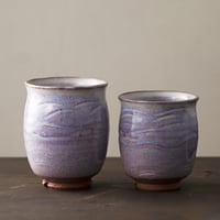 ◆◇陶器 萩焼 輪花◆◇　組湯呑（木箱入）　白景山 作