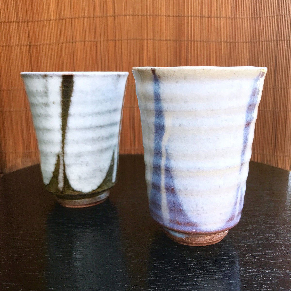 ◇◇陶器 萩焼 輪花◇◇ 和モダン ビアグラス フリーカップ 和グラス