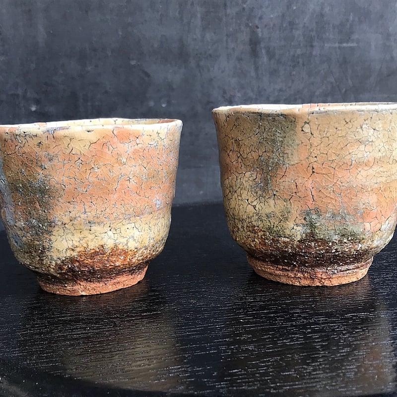 美品　萩焼　南地工房 黒田岳 鬼萩 汲出茶碗 五客揃　共箱無し 美品 萩焼 南地工房 黒田岳 鬼萩 汲出茶碗 五客揃