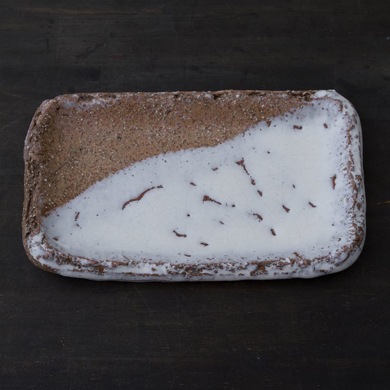 陶器 萩焼 輪花 登り窯焼成 鬼萩銘々皿 五枚揃(木箱入） 小久保凌雲 作