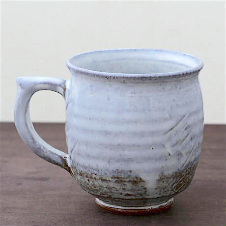 ◇◇陶器 萩焼 輪花◇◇ 白萩マグカップ c-10 白景山 作 | 陶器 和食器