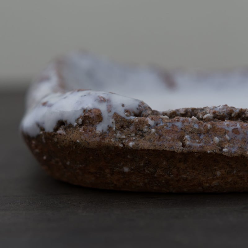 陶器 萩焼 輪花 登り窯焼成 鬼萩銘々皿 五枚揃(木箱入） 小久保凌雲 作