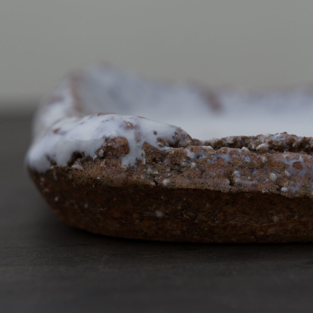 陶器 萩焼 輪花 登り窯焼成 鬼萩銘々皿 五枚揃(木箱入） 小久保凌雲 作