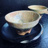 ◇◇陶器 萩焼 輪花◇◇ 鬼萩湯呑茶碗（木箱入）黒田岳 作