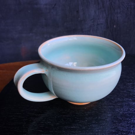 陶器 萩焼 和食器 作家 和モダン カフェ　スープカップ　マグカップ　青磁 ブルー