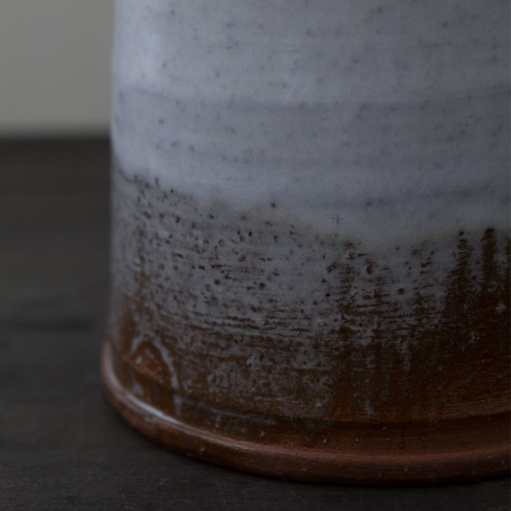 陶器 萩焼 輪花　白萩花瓶(木箱入)　白景山