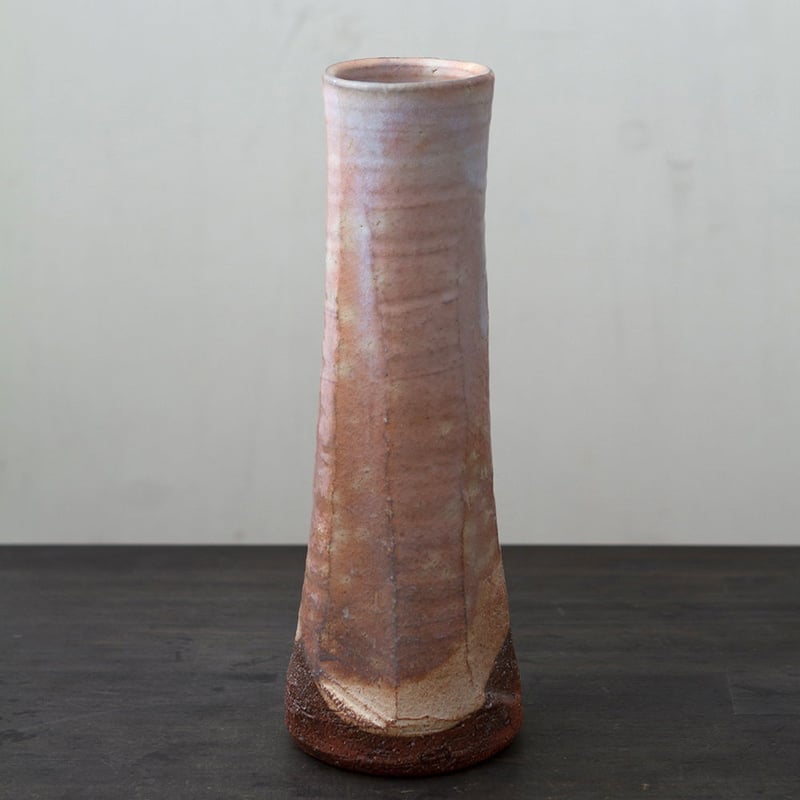 萩焼　円筒形花器　国輔窯　 木箱付き 陶器 萩焼 輪花 耳付花瓶(木箱入) 林紅陽 作 | 陶器 和食器 萩焼