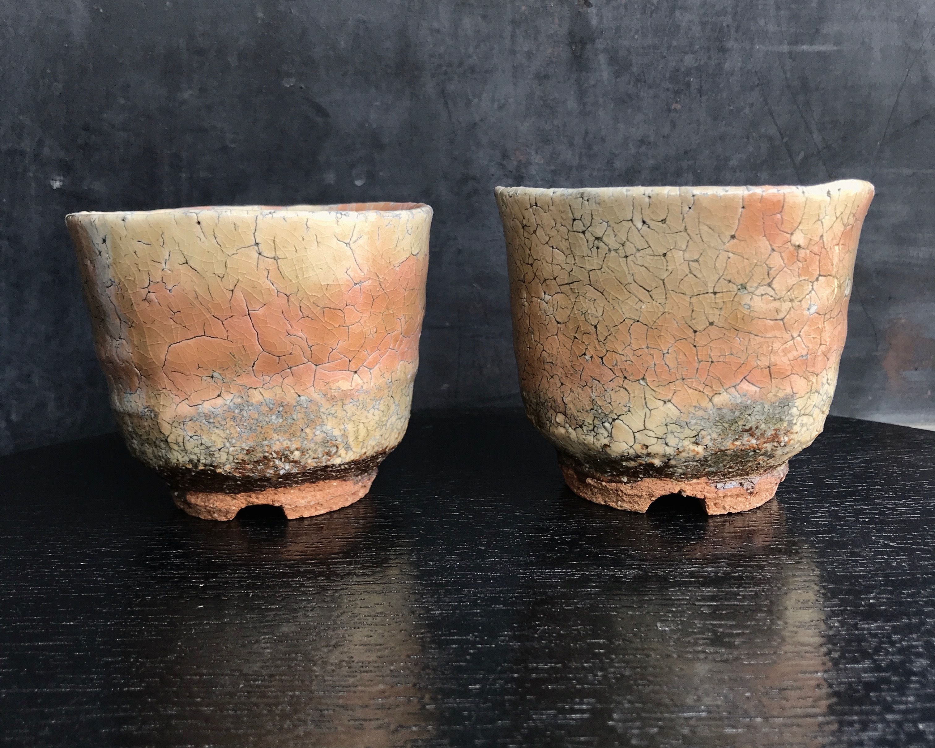 鬼萩 南地工房 黒田岳 作 小茶器揃 急須 湯冷し 湯呑み五客 木箱入り original