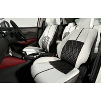 Premium Fit Seat Cover for MAZDA CX-3 "Black&White Leather × Red Stitch"
