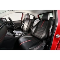 Premium Fit Seat Cover for MAZDA DEMIO "Black Leather × Red Stitch"