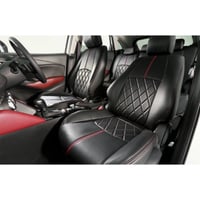Premium Fit Sheet Cover for MAZDA CX-3 "Black Leather × Red Stitch"