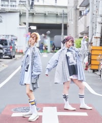 CHECK＆STRIPEの幾何学Tシャツ