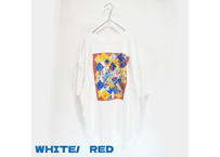 チェックに滲む花の残響柄 Tshirt