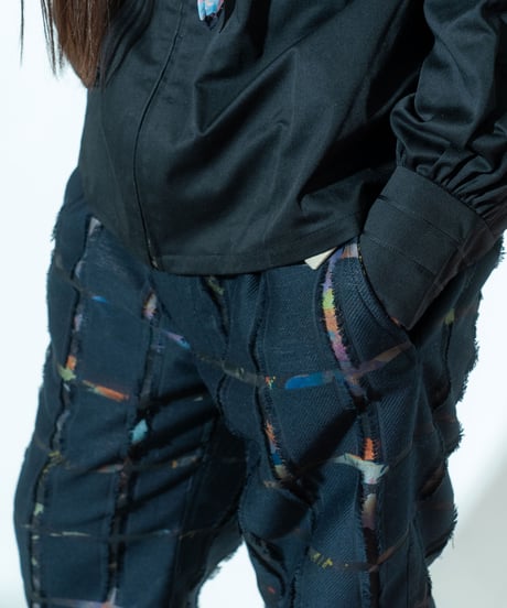 サスペンダー付きワイドパンツ