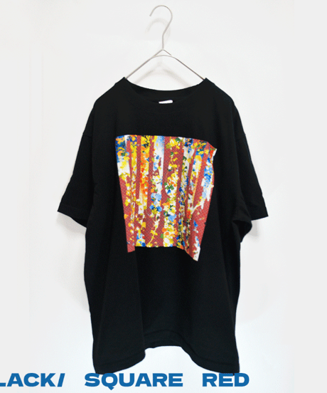 チェックに滲む花の残響柄 Tshirt