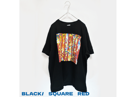 チェックに滲む花の残響柄 Tshirt