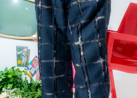 サスペンダー付きワイドパンツ