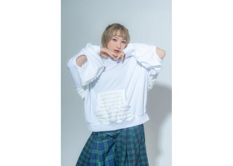 袖サークルビックシルエットパーカー