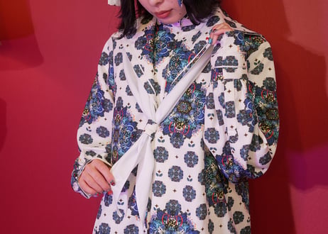 セーラー服風シャツ  　諸行無常テキスタイルデザイン
