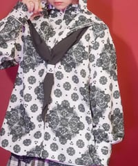 セーラー服風シャツ  　諸行無常テキスタイルデザイン