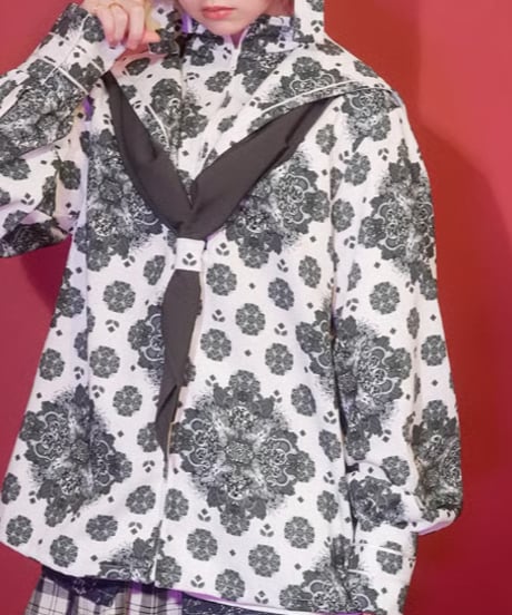 セーラー服風シャツ  　諸行無常テキスタイルデザイン