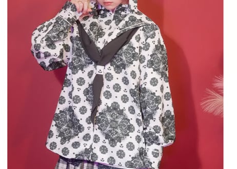 セーラー服風シャツ  　諸行無常テキスタイルデザイン