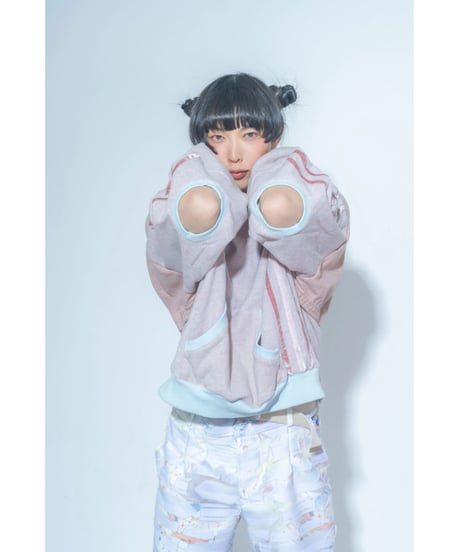 袖サークルビックシルエットパーカー