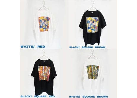 チェックに滲む花の残響柄 Tshirt