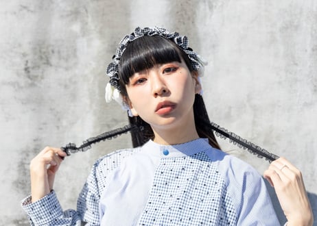 ギンガムチェックフリルヘッドドレス