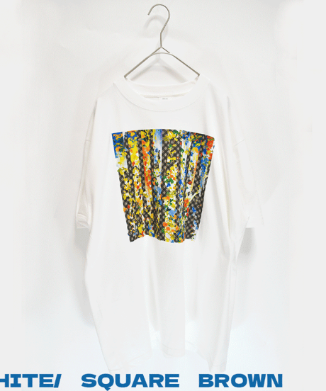 チェックに滲む花の残響柄 Tshirt
