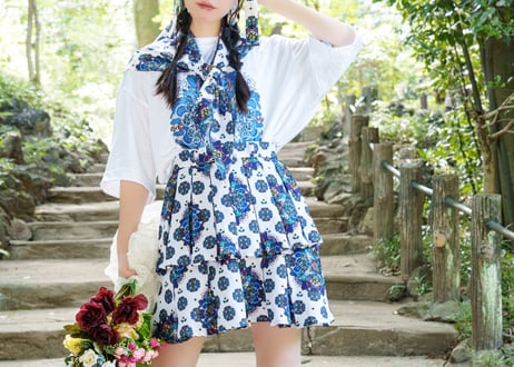 諸行無常柄ダブルプリーツスカート