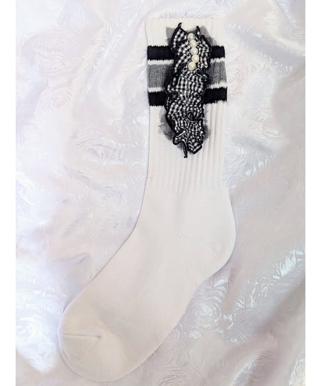Gingham Check Frill Crew Socks　ギンガムチェックフリルクルーソックス