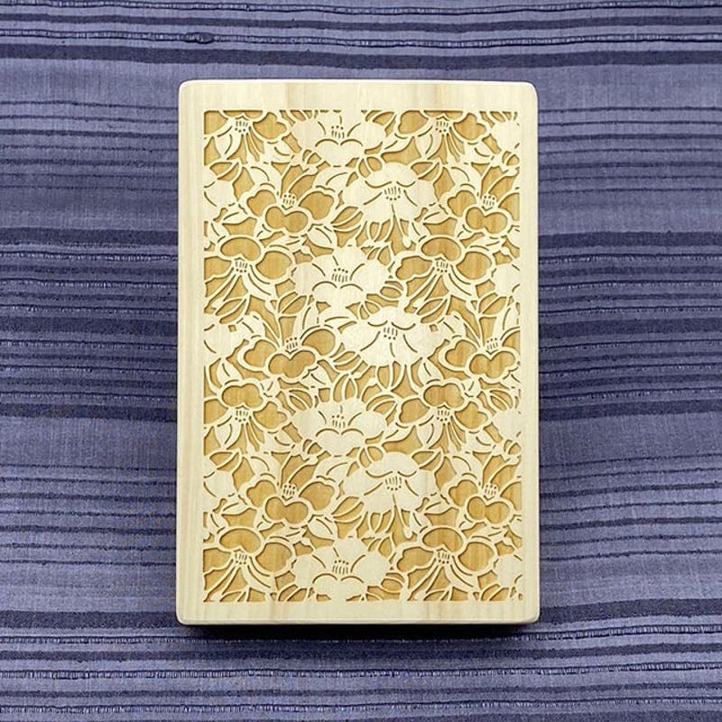 ひのき御朱印帳 伊勢型紙文様 【つばき】『ネコポス限定・税込・送料