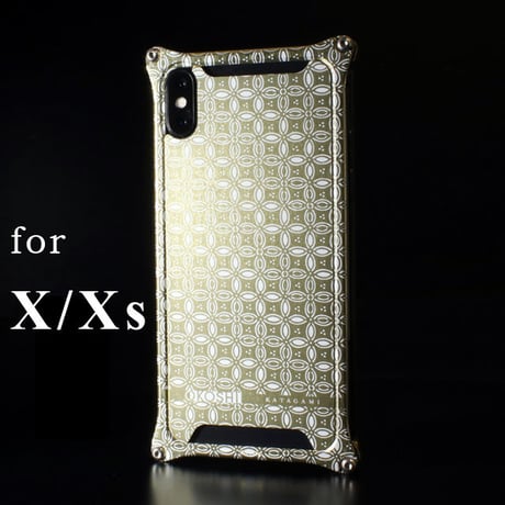 iPhone X/ Xs  アルミ削り出しケース【金運七宝 Shippou】 シャンパンGOLD【送料無料　税込】
